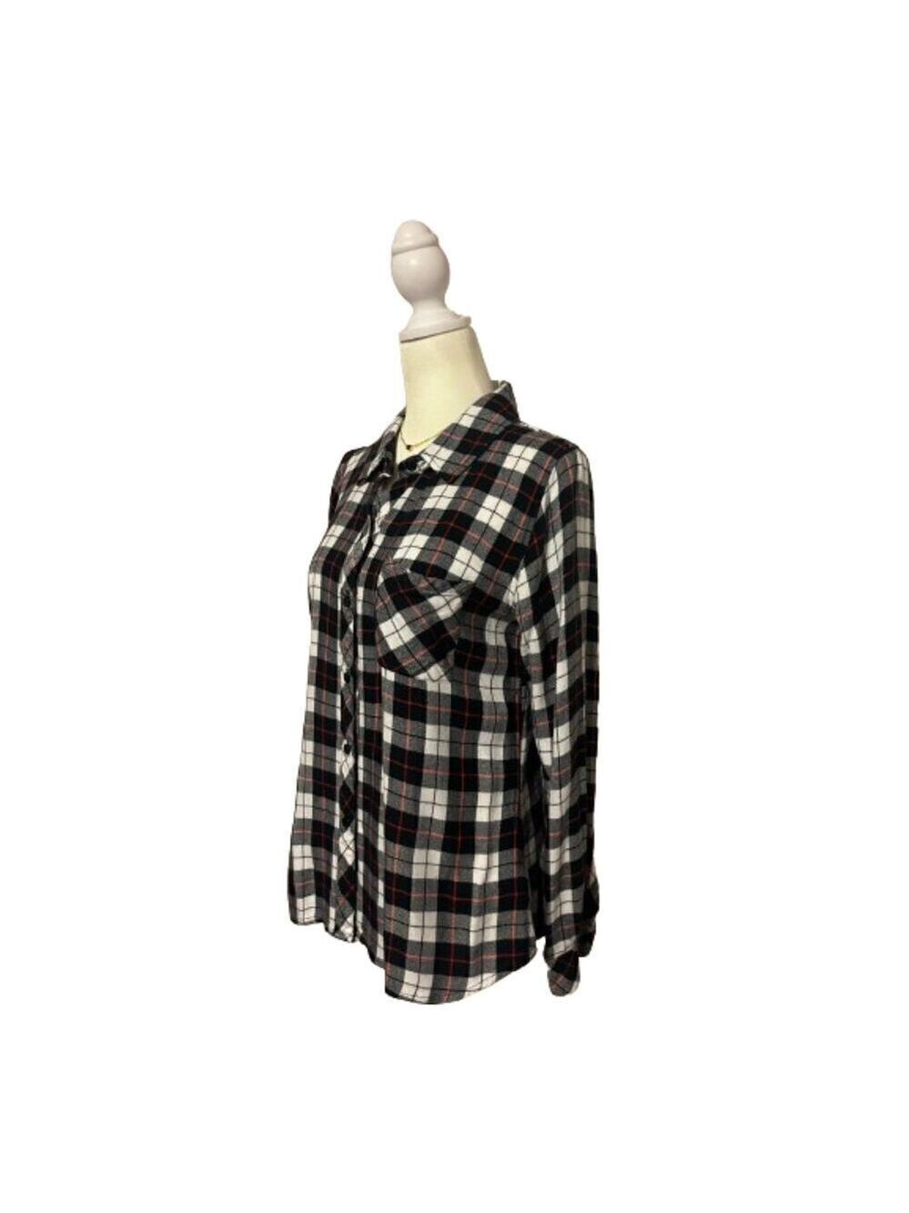 Rails Black White Red Plaid Button Down Long Sleeve Shirt Size S